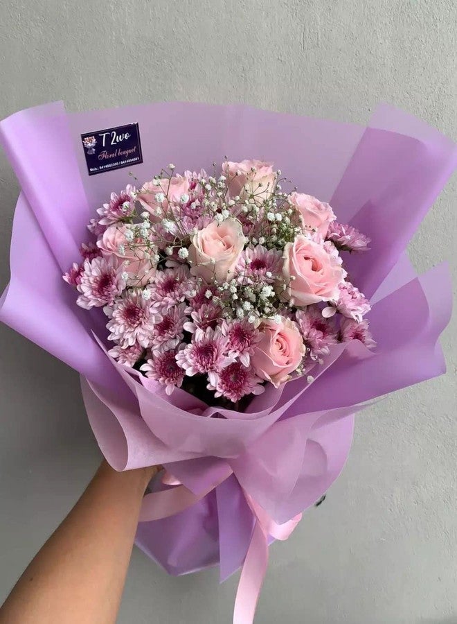 Oasis Gift Wrapping Frosted Cellophane Roll For Multipurpose Hamper Packaging & Flower Bouquet Wrapping, 80cmx25mtr, 1 Roll (Lilac) - Image 3